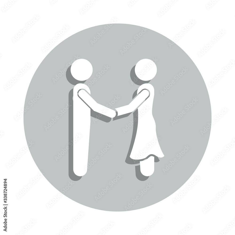 Poster guy and girl talk badge icon. simple glyph, flat vector of conversation icons for ui and ux, website