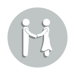 guy and girl talk badge icon. Simple glyph, flat vector of Conversation icons for ui and ux, website or mobile application