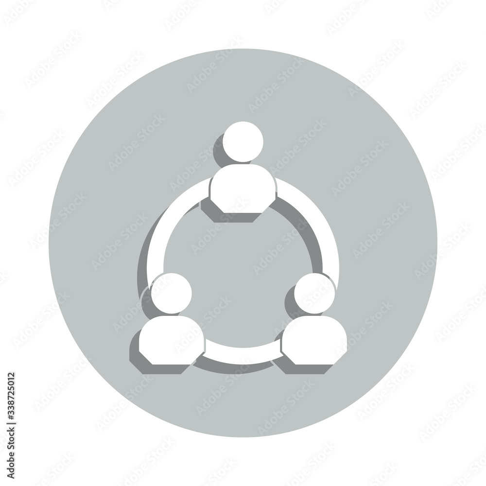 Poster connection of three people badge icon. simple glyph, flat vector of conversation icons for ui and ux