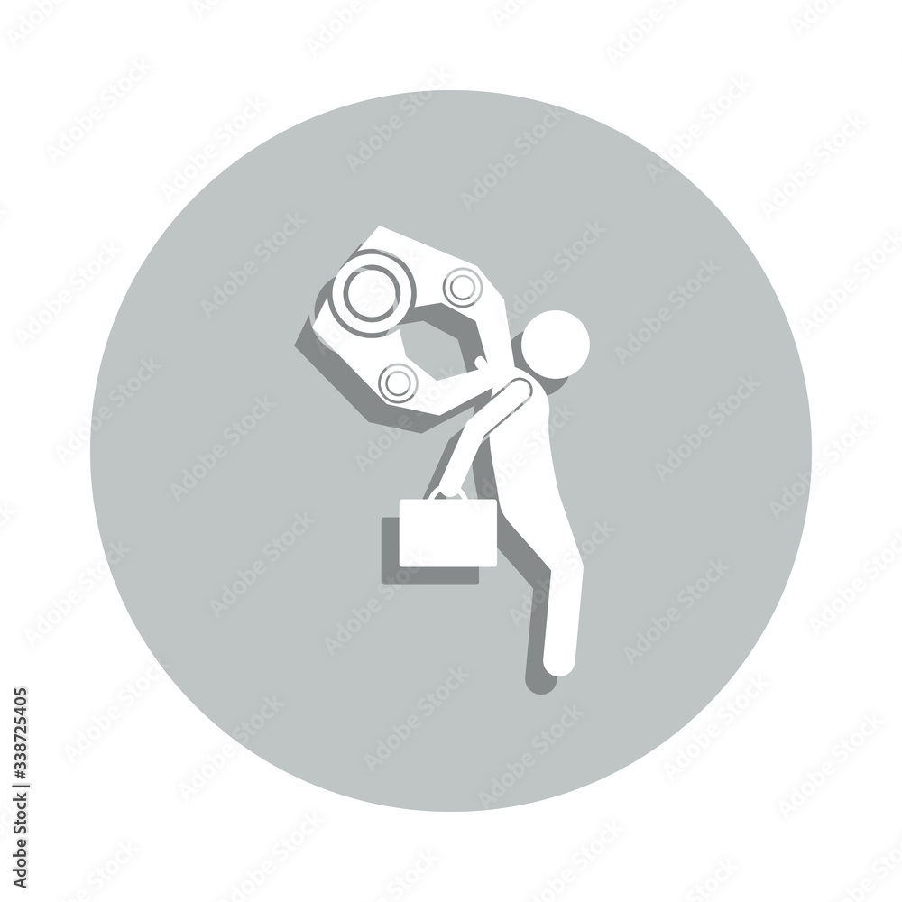 Poster to be fired robotic badge icon. simple glyph, flat vector of poor people icons for ui and ux, websit