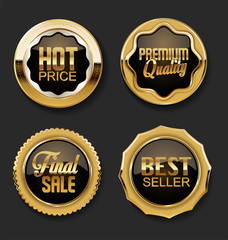 Gold and brown sale and premium quality badges