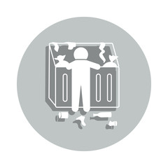 garbage poor man badge icon. Simple glyph, flat vector of Poor people icons for ui and ux, website or mobile application