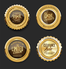 Gold and brown sale and premium quality badges
