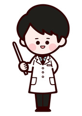Doctor wearing laboratory coat / man / marker