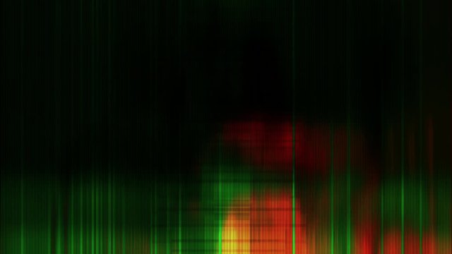 conceptual animation of distorted digital transmission with colorful scramble ghost images and glitch noise effects. visualization of binary scan lines transmission with strange trippy green red style