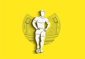 Soccer Player Man Standing - Line Art Design