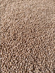 Pond fish food pellets, pet pellet texture background