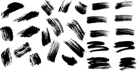 Beautiful set of black paint. Ink vector brush strokes. Vector illustration. Grunge artistic design elements. Dirty background