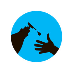 Washing Hands. Daily Personal Care. COVID-19 hygiene promotion. Please wash your hands. Blue and black.