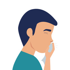 man with cough sick of covid 19 isolated icon vector illustration design