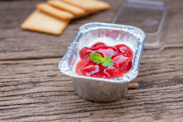 Top view Homemade Cherry cheese pie.