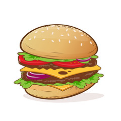 cartoon illustration of a delicious burger