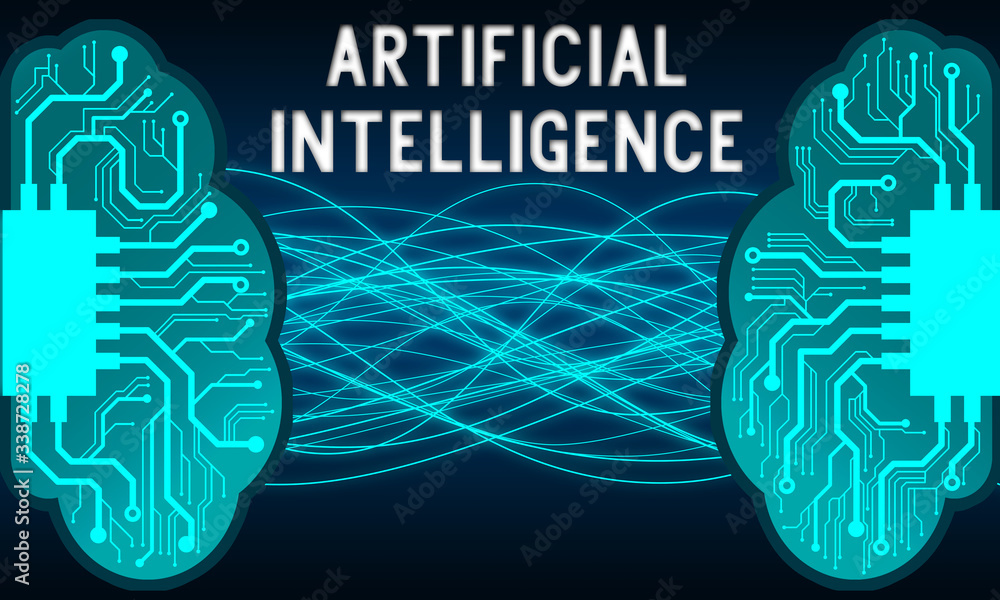 Poster artificial intelligence brain with machine learning concept