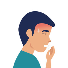 man with cough sick of covid 19 isolated icon vector illustration design