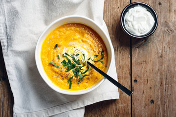 Pumpkin carrot cream soup.