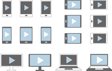 Pc スマホ タブレット Tv 動画再生アイコンセット Wall Mural Tota Pc スマホ タブレット Tv 動画再生アイコンセット Wall Mural Tota