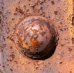 Close-up metal rusty industrial rivet