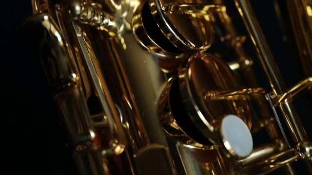 Close up slide shot of a Saxophone 