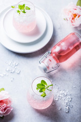 Pink cocktail with crushed ice