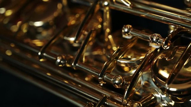 Close up slide shot of a Saxophone 