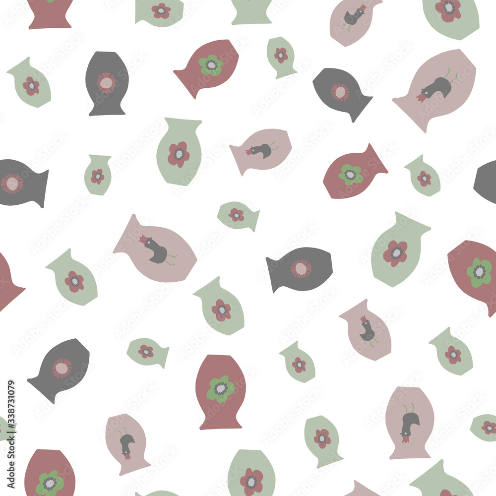 Poster retro color vase repeat pattern print background design