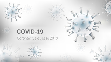 Fototapeta premium White COVID-19 background with virus particles and space for text