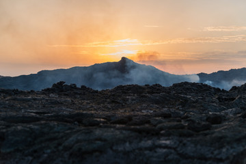 Fototapeta na wymiar Active Vulcano by Sunrise, Danakil Depression, Ethiopia
