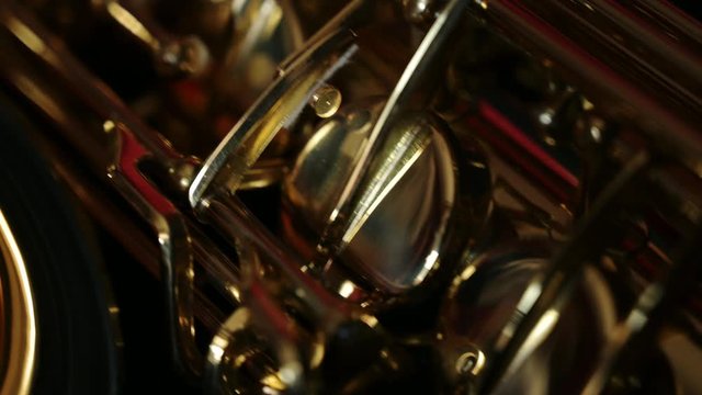 Close up slide shot of a Saxophone 