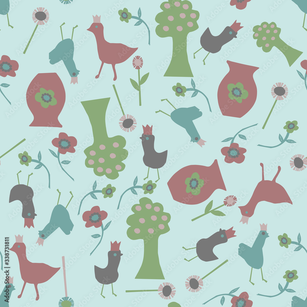 Poster retro color cut out repeat pattern print background design.