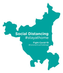 Haryana map with Social Distancing stayathome tag