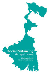 West Bengal map with Social Distancing stayathome tag