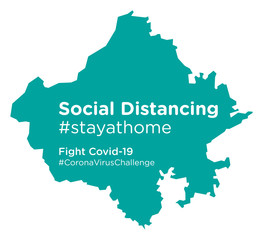 Rajasthan map with Social Distancing stayathome tag