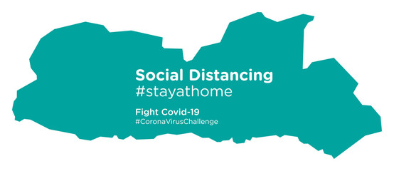 Meghalaya map with Social Distancing stayathome tag