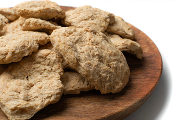 Raw Dehydrated Soy Meat or Soya Chunks Isolated