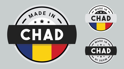 Made in Chad collection for label, stickers, badge or icon with Chad flag symbol.