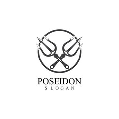 Trident design vector and poseidon icon illustration template