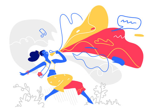 La ragazza con altoparlante diffonde le notizie, gossip, annuncia un evento musicale