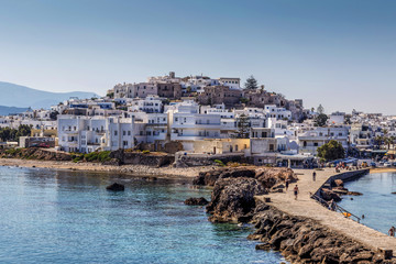 Fototapeta na wymiar Naxos Chora and Castle view 