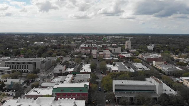 Aerial View of Downtown Gainesville, Florida With The University of Florida in Distance