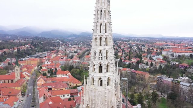 Zagreb Cathedral damaged in Earthquake during COVID19 Corona Virus - Aerial footage