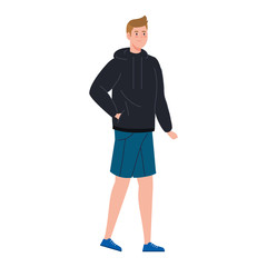 young man with coat isolated icon vector illustration design