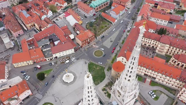 Zagreb Cathedral damaged in Earthquake during COVID19 Corona Virus - Aerial footage