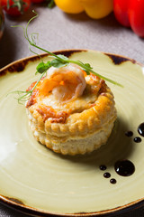 Baked mushrooms with cheese and shrimp