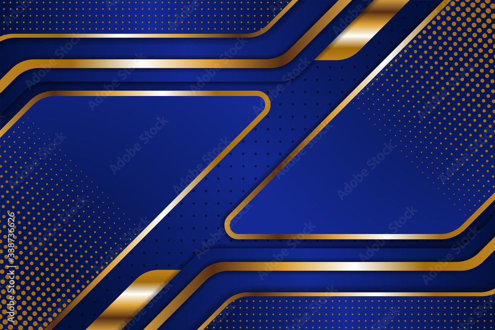 Poster abstract 3d geometric pattern luxury light blue with gold gradient colors. gold and transparency of 