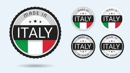 Made in Italy. Set of labels and badges. Merchandise tag with Italian flag.