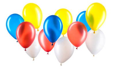 Set of multicolored helium balloons. Element of decorations for party.