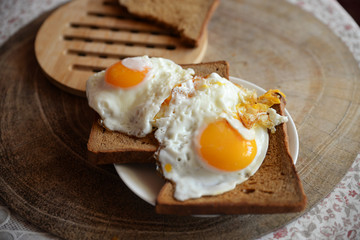 two fried eggs on toast