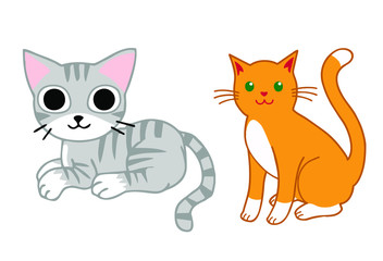 Vector illustration of two Cats silhouette.