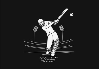 Cricket banner batsman championship background.