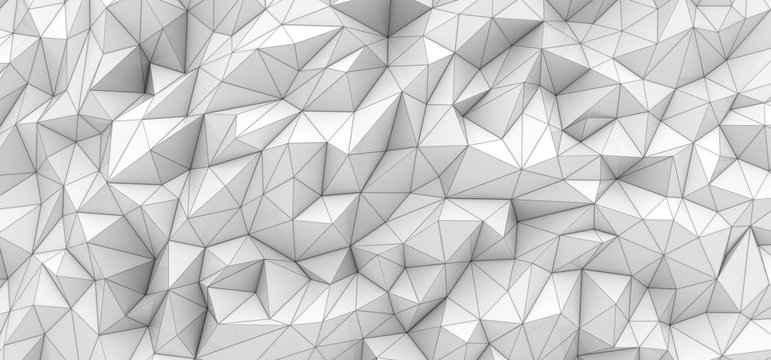 Abstract geometric background. White triangular tile with black ribs. 3d rendering image.